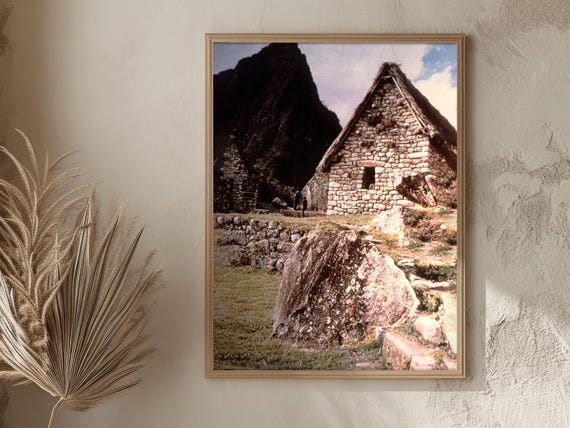 Peru Vintage Wall Art Rustic Machu Picchu Hut Print Historic Inca Architecture Photography Gift For Wall Art Lovers Gift For Himher