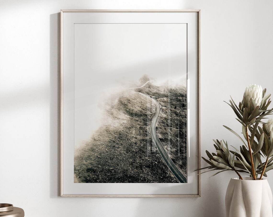 Mountain Forest Fog Tree Art Print, Nature Decor - Image 2
