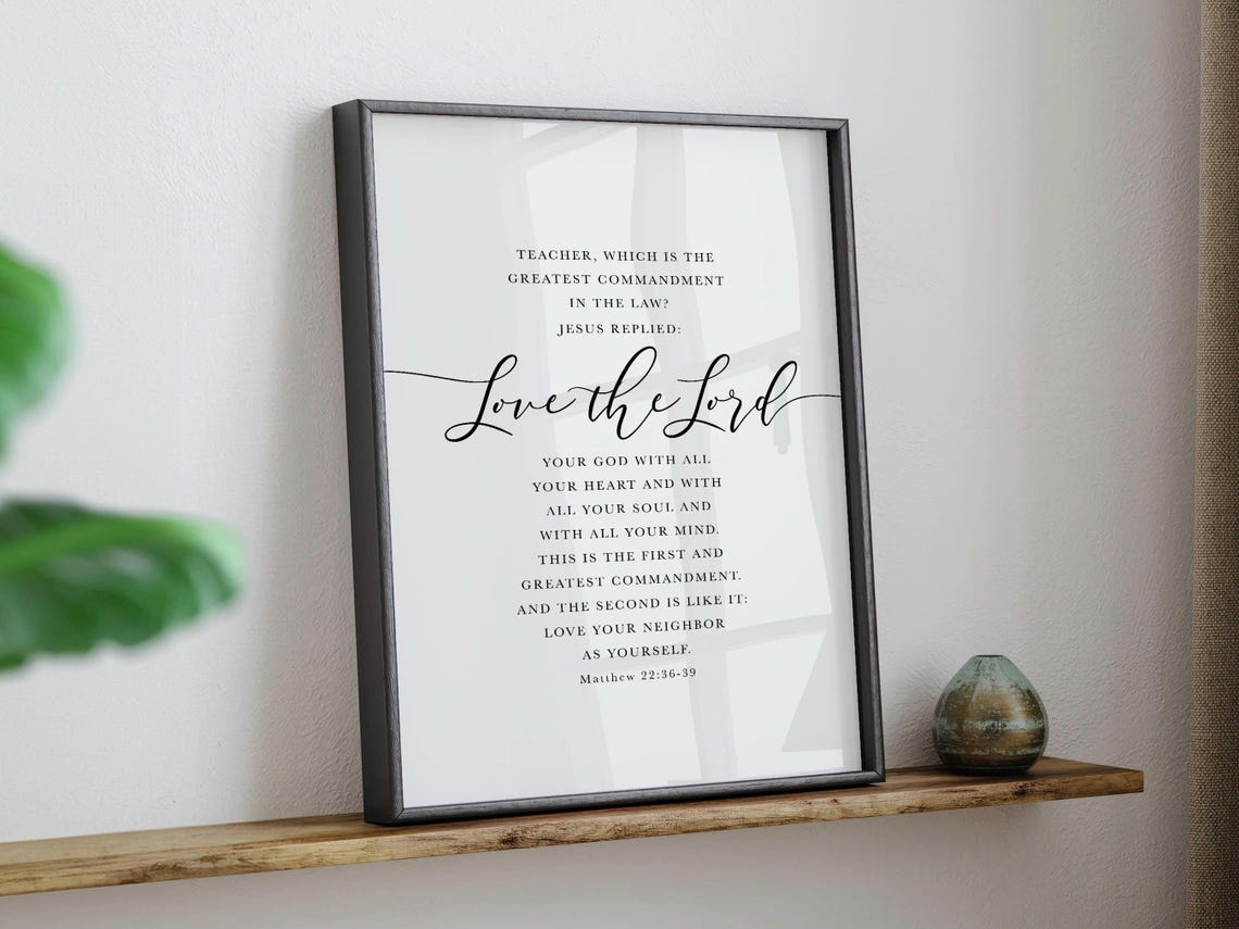 Matthew 22 Love the Lord Bible Verse Minimalist Scripture Wall Poster - Image 7