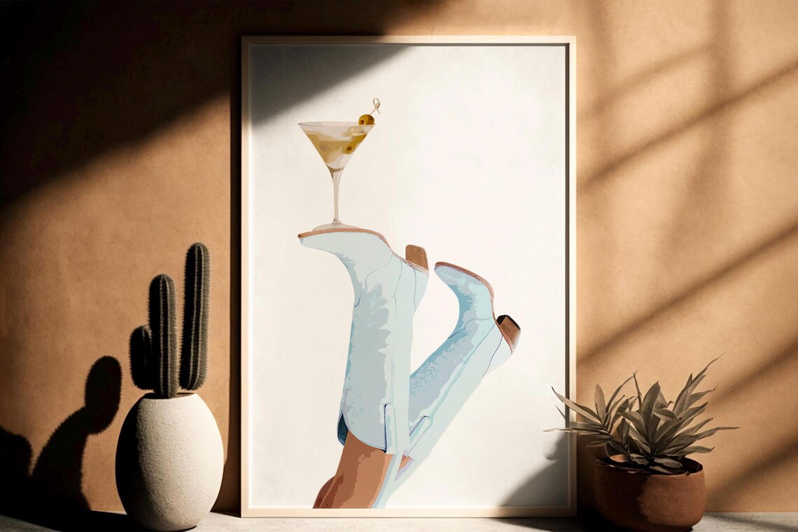 Light Blue Cowgirl Coquette Western Art Print