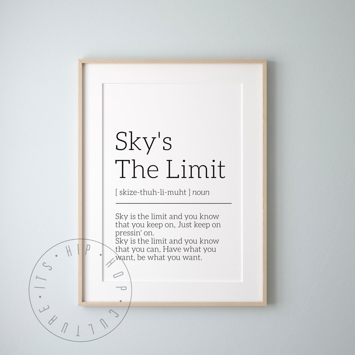 Sky's The Limit Lyric Definition Inspirational Canvas Style Poster - Image 4