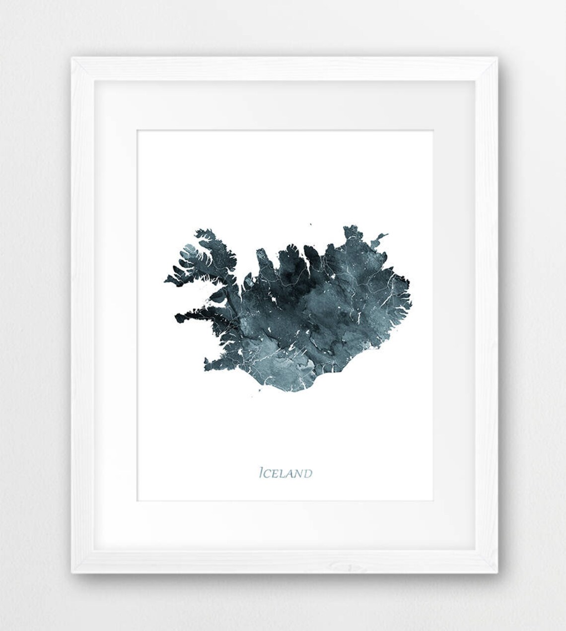 Iceland Map Print, Watercolor Travel Poster