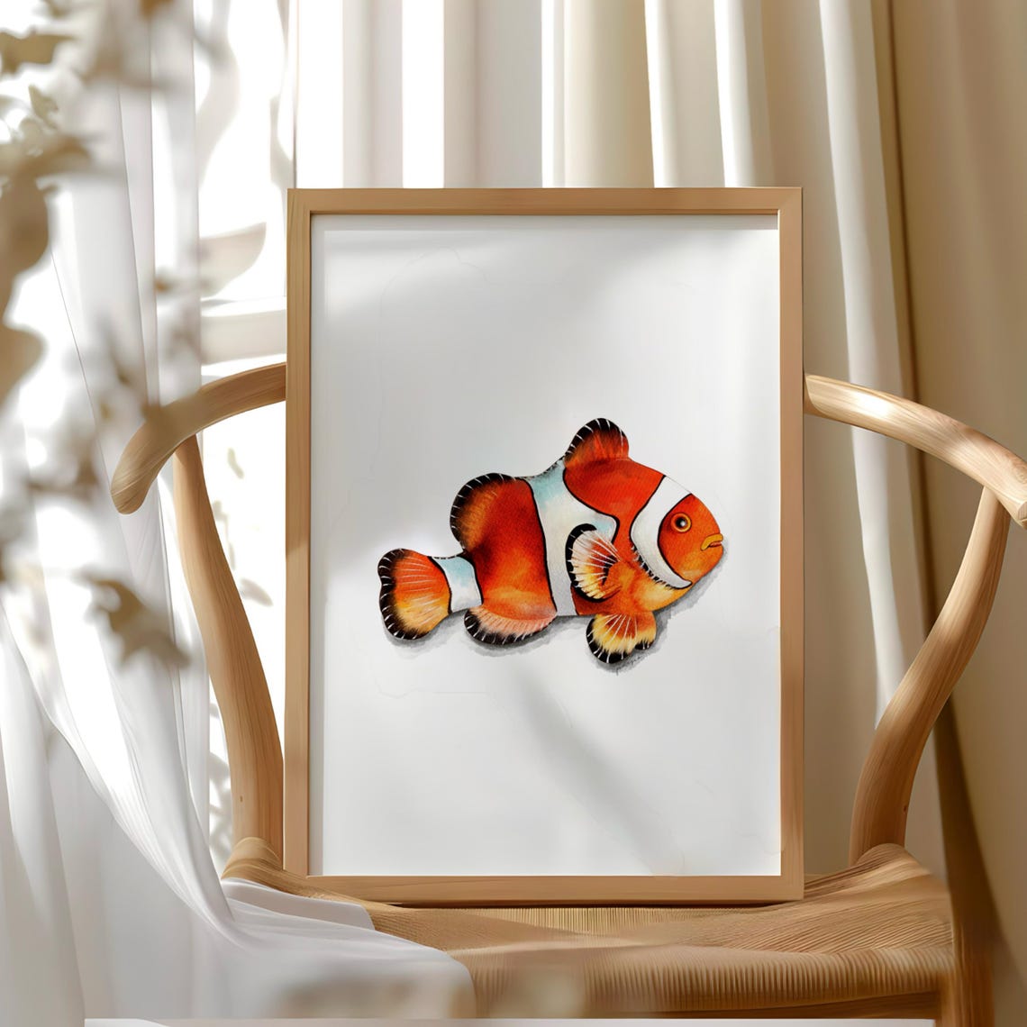 Colorful Clownfish Watercolor Ocean Art Nursery Wall Decor Poster - Image 3