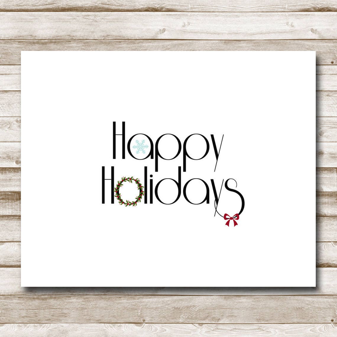 Happy Holidays Script With Wreath And Snowflake Minimalist Sign Poster - Image 4