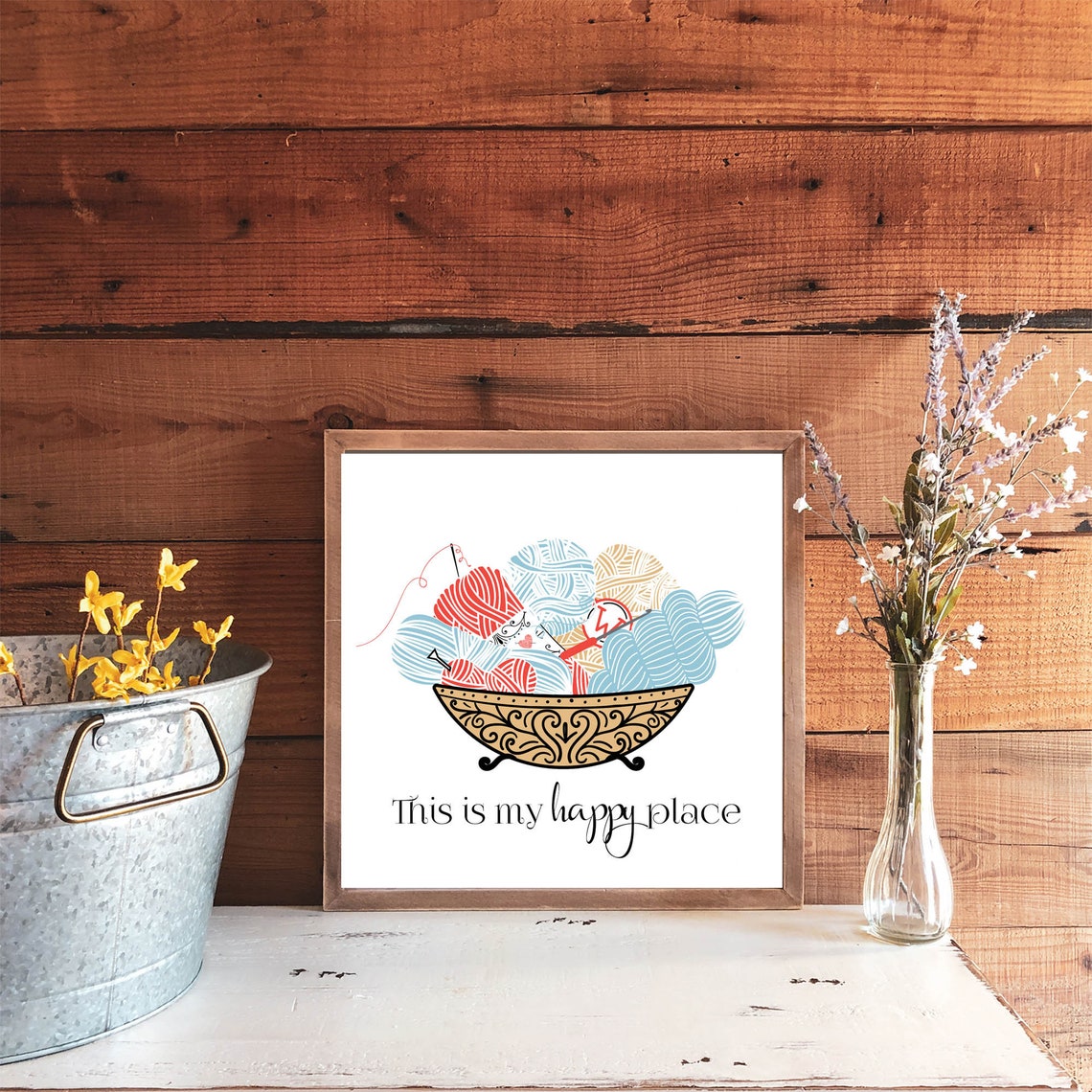 This Is My Happy Place Yarn Bowl Knitting Crochet Sign Poster - Image 2
