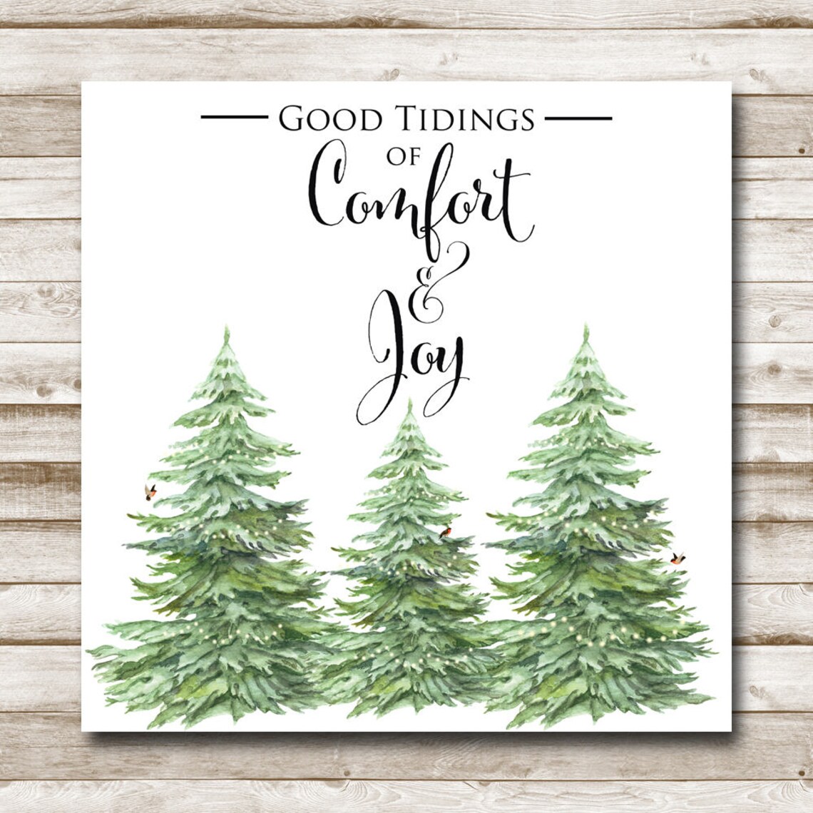 Good Tidings of Comfort and Joy Pine Trees Square Holiday Wall Art - Image 4