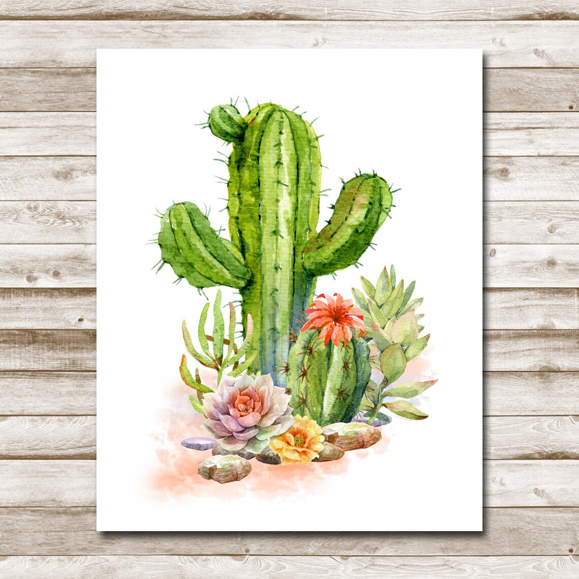 Cactus Succulent Watercolor, Southwestern Decor Art Print - Image 4