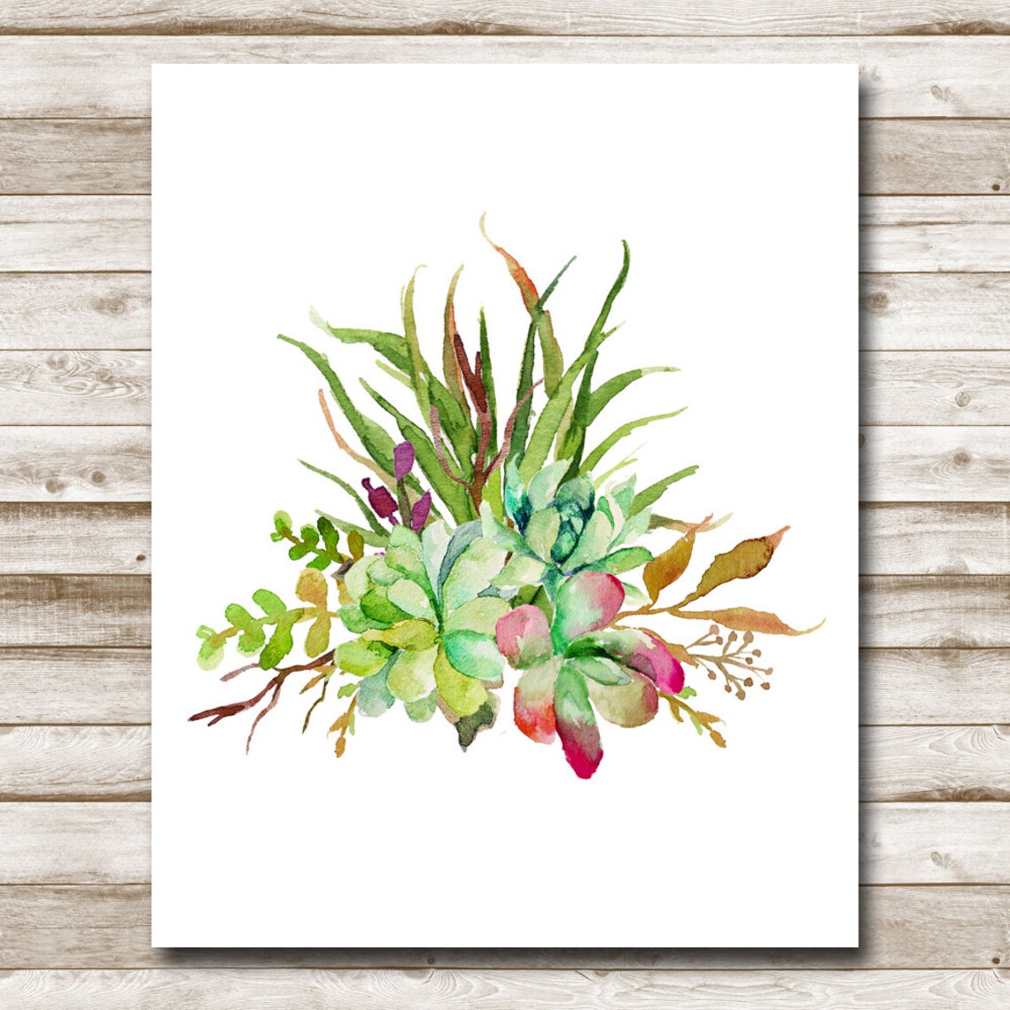 Watercolor Cactus Bouquet Succulent Floral Southwestern Wall Art - Image 9