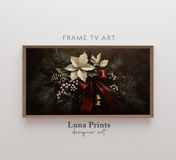 Moody Winter Christmas Flowers Art Print
