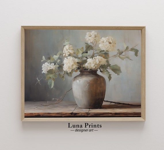 Hydrangeas In Vintage Vase Painting Poster