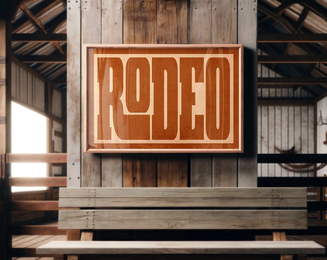 Rodeo Burnt Orange Western Block Typography Farmhouse Poster - Image 2