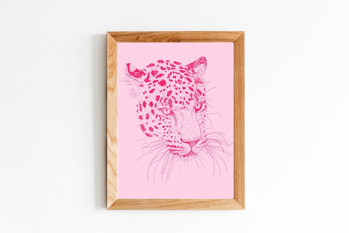 Cheetah Print Pink Leopard Art Print Boho Home Decor Blush Pink Wall Art Jungle Poster Minimal Cheetah Art Animal Artwork Boho Poster - Image 2