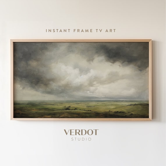 Cloudy Vintage Spring Landscape Art Print