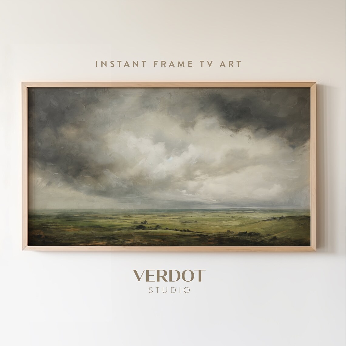 Cloudy Vintage Spring Landscape Art Print