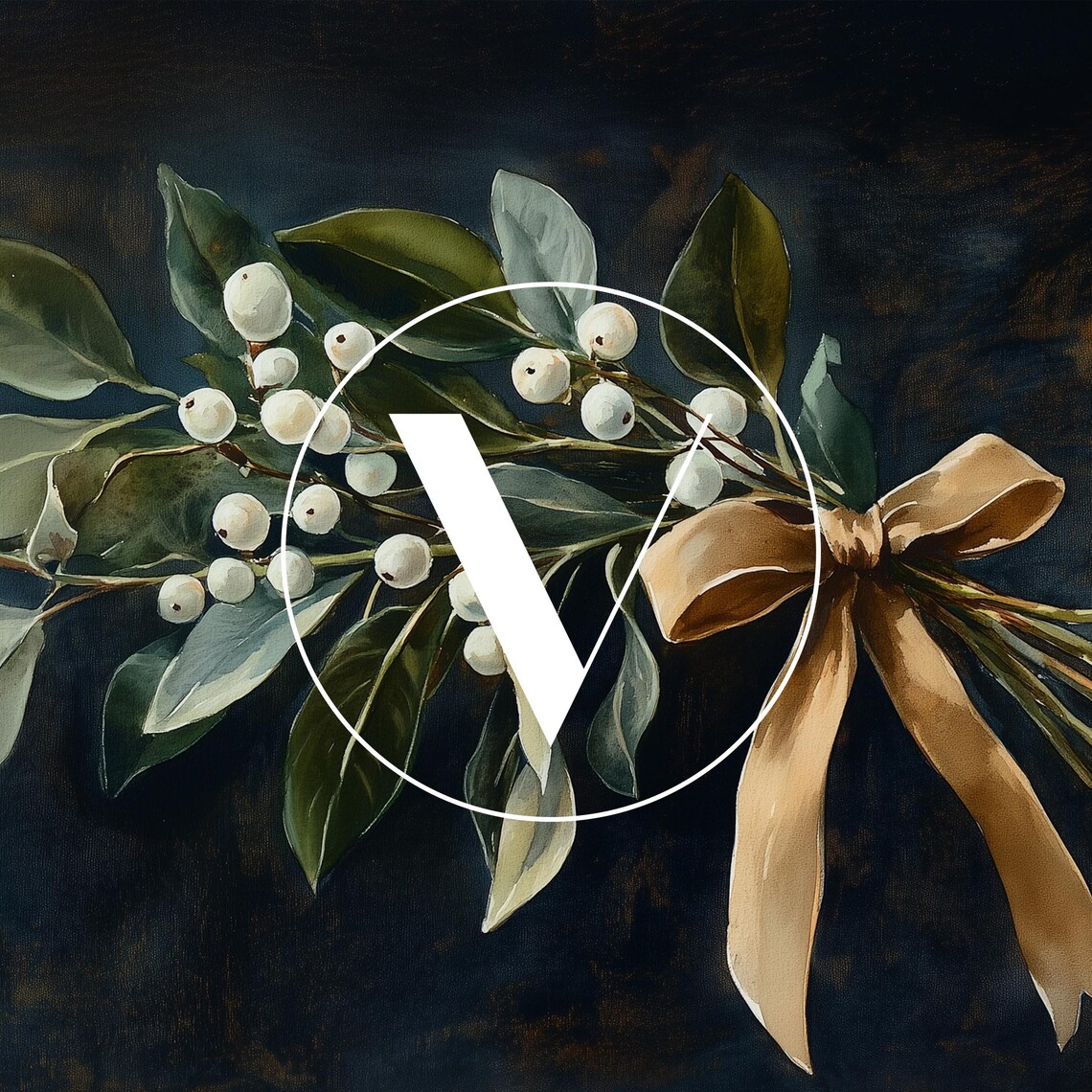 Vintage Mistletoe Christmas Print, Holiday Botanical - Image 2