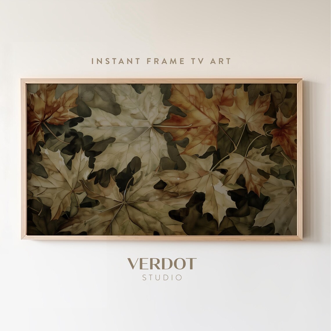 Dark Autumn Leaves Fall Art Print, Moody Decor