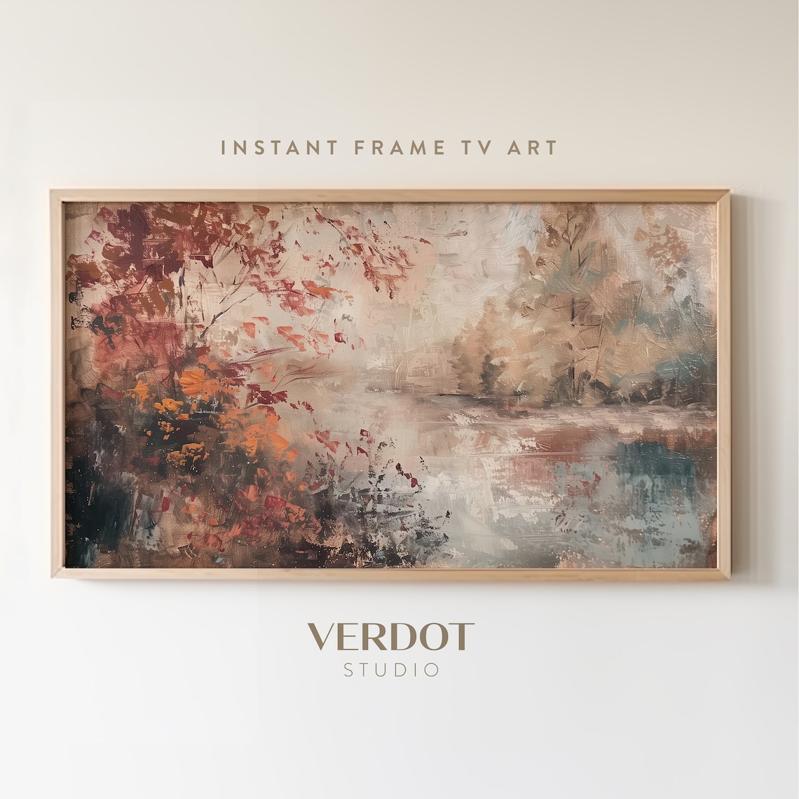 Vintage Fall Landscape Art Print, Moody Autumn Decor