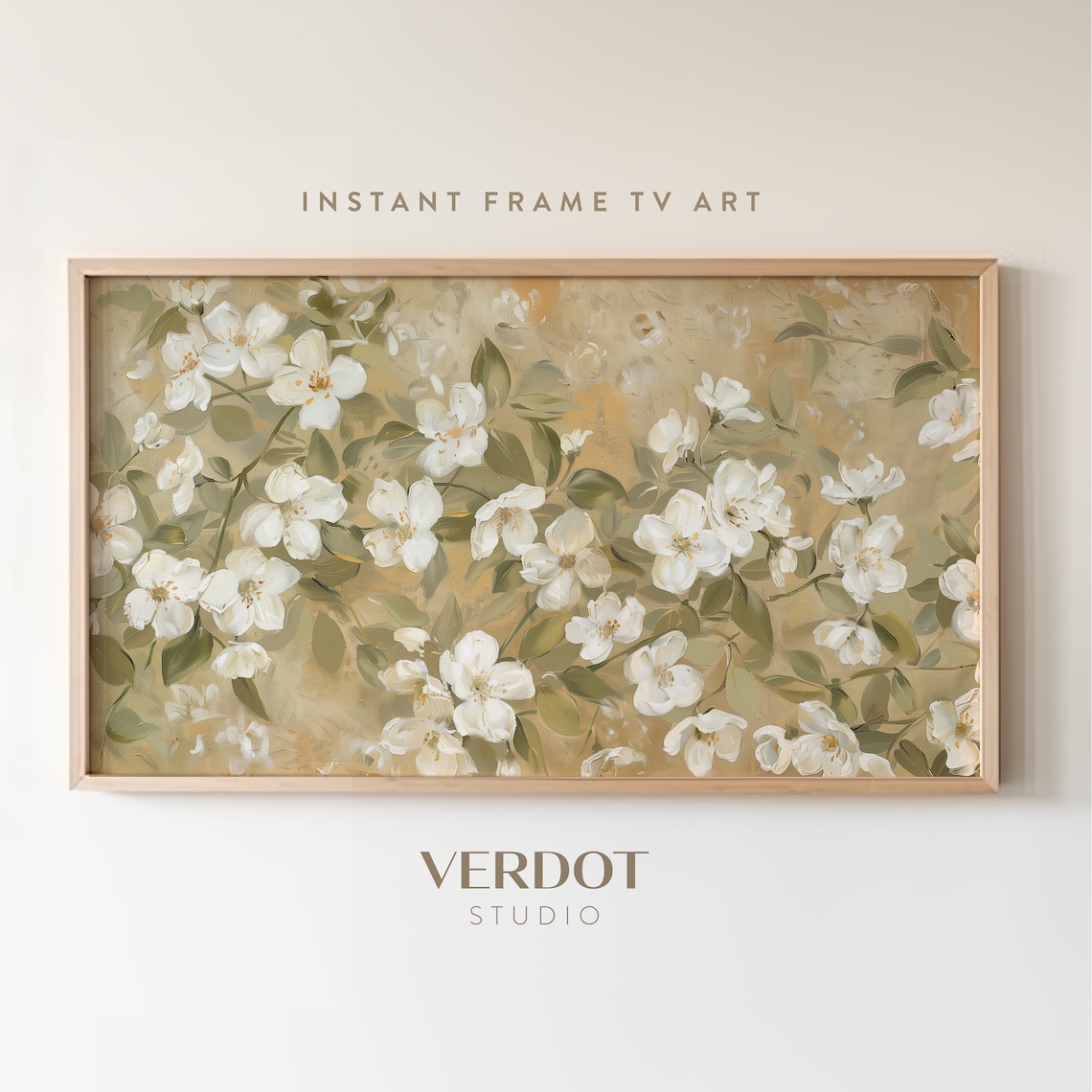 Neutral Vintage Flowers Art Print, Rustic Botanical