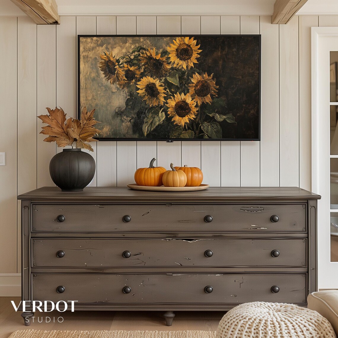 Vintage Sunflower Fall Art Print, Rustic Autumn Floral - Image 2