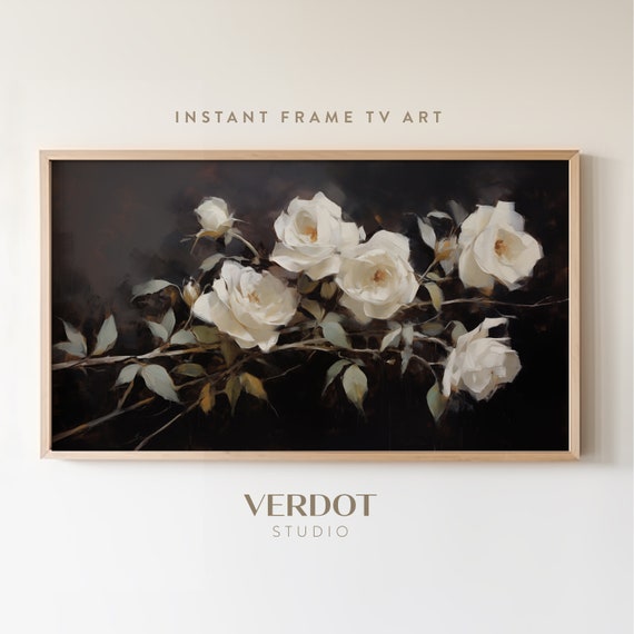 White Roses Vintage Floral Oil Painting Art Print