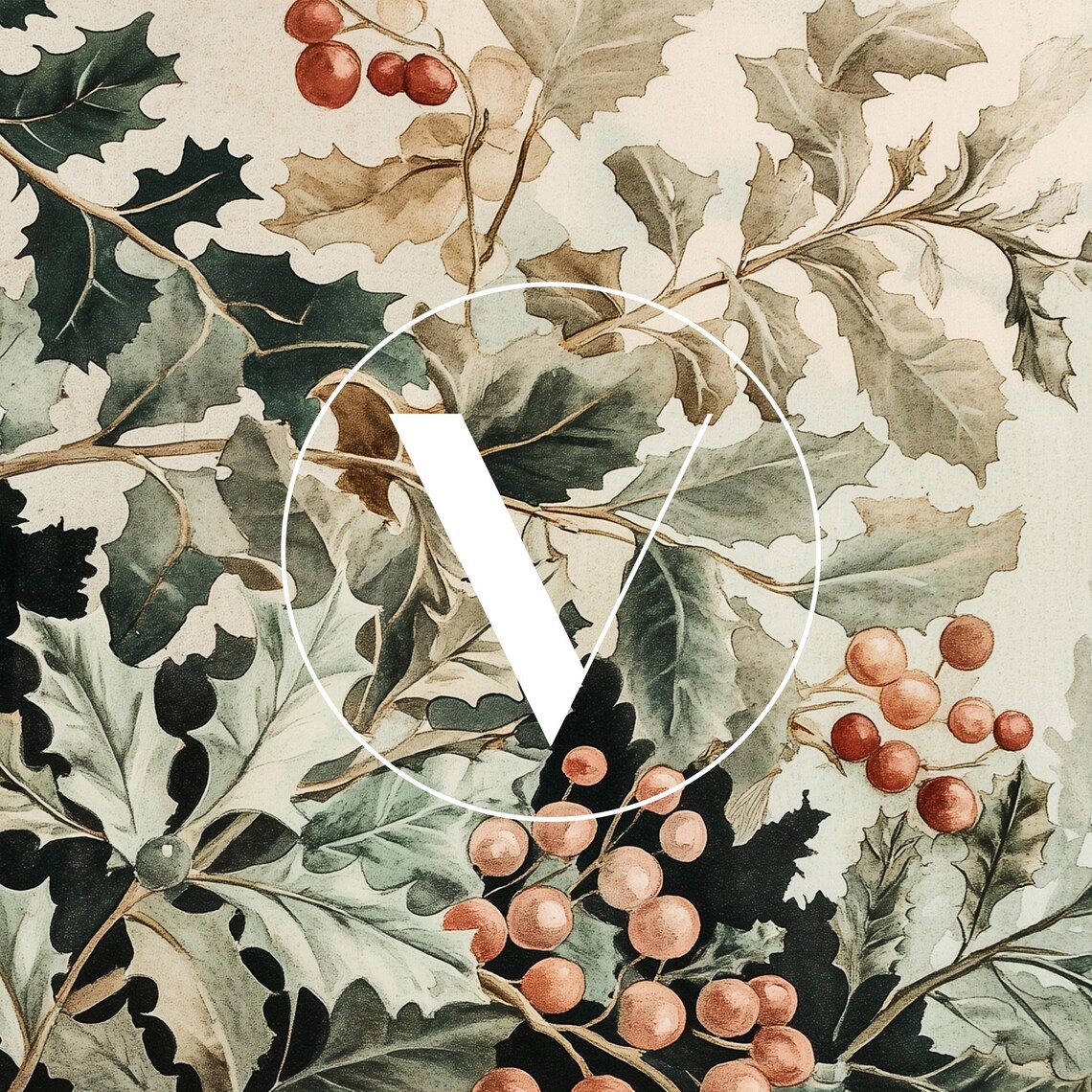 Vintage Holly Christmas Poster, Winter Berries Botanical - Image 3