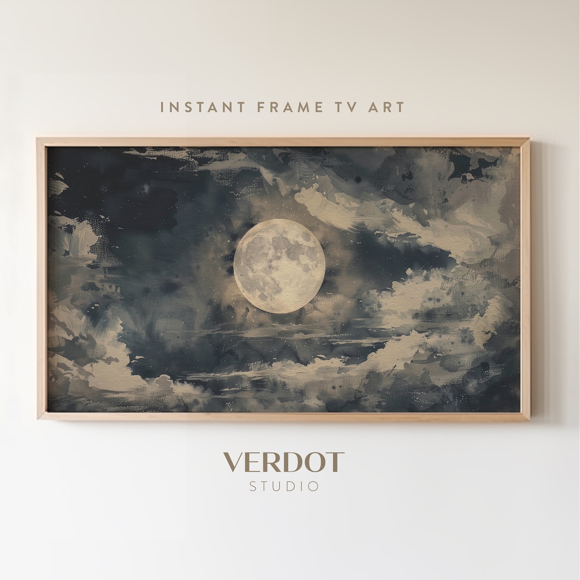 Halloween Moon Art Print, Cloudy Night Sky