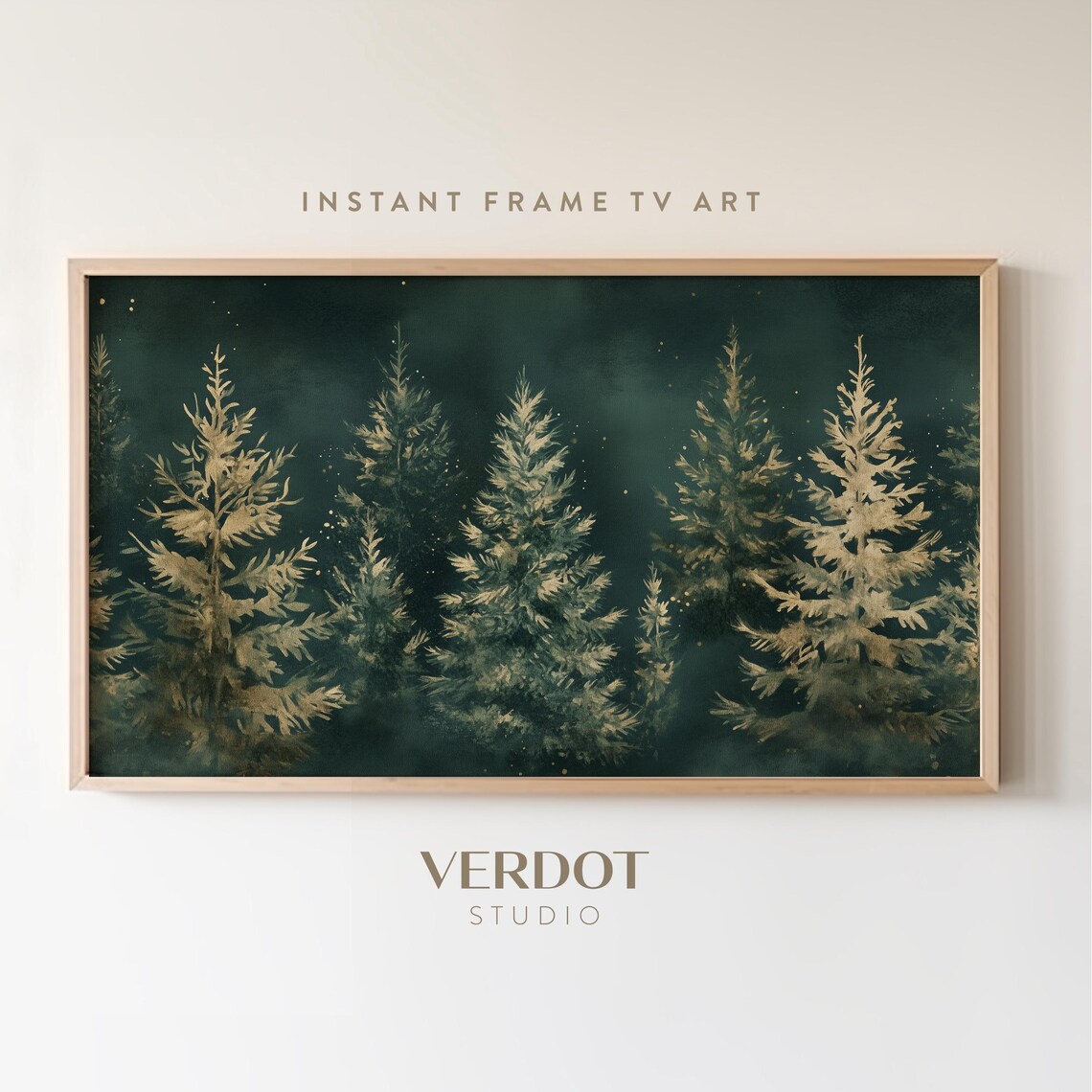 Green Christmas Evergreen Forest Holiday Art Print