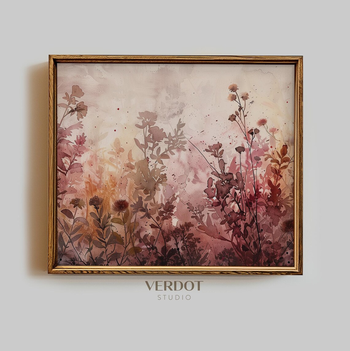 Purple Wildflowers Painting, Floral Botanical Art Print