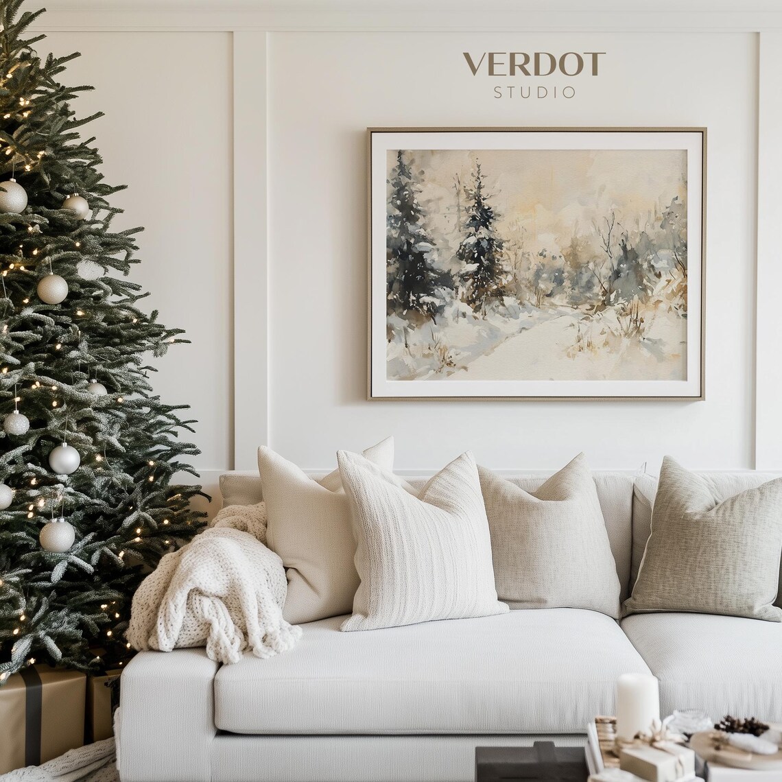 Snowy Winter Landscape Painting Print, Vintage Christmas - Image 3