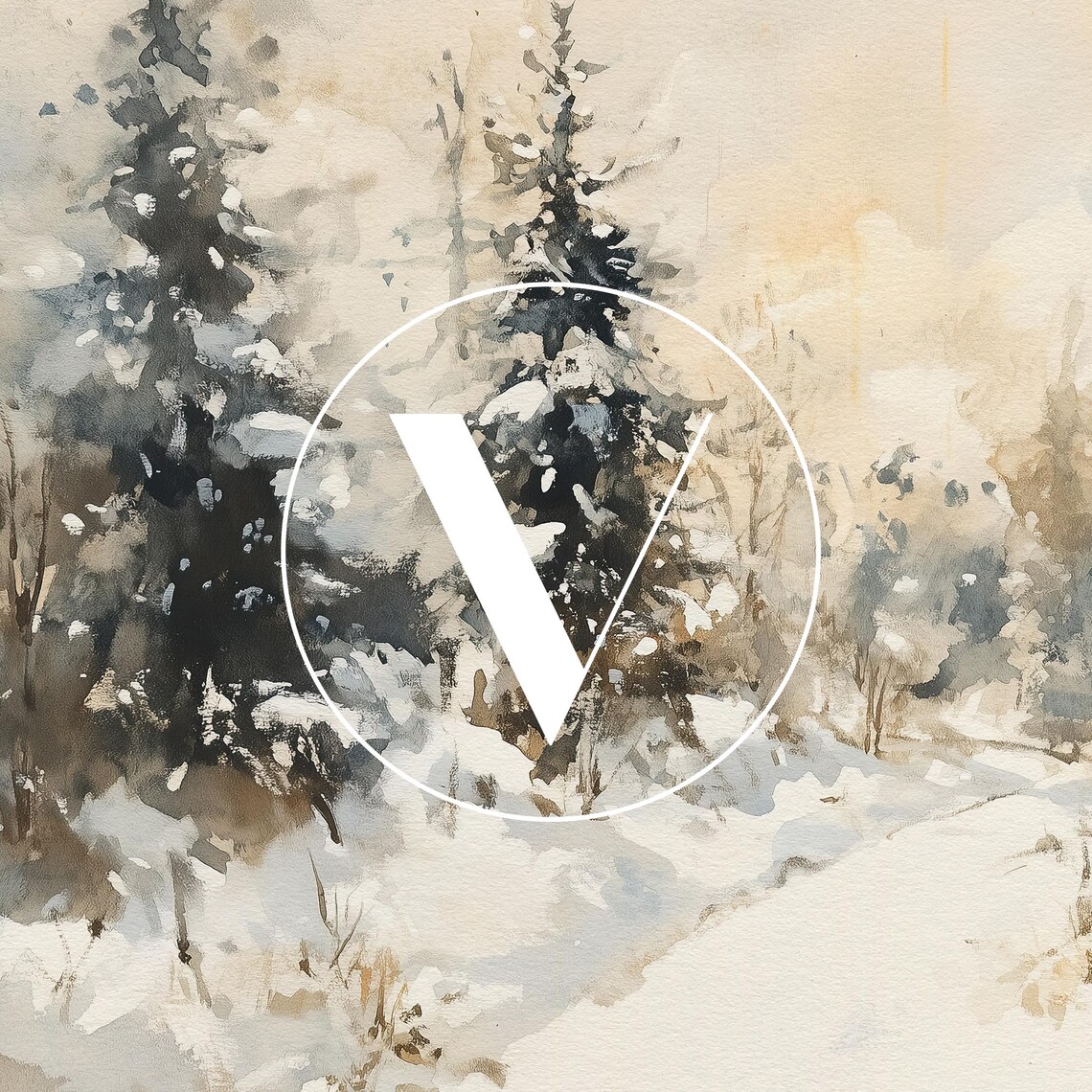 Winter Trees Christmas Art Print, Rustic Landscape - Image 3