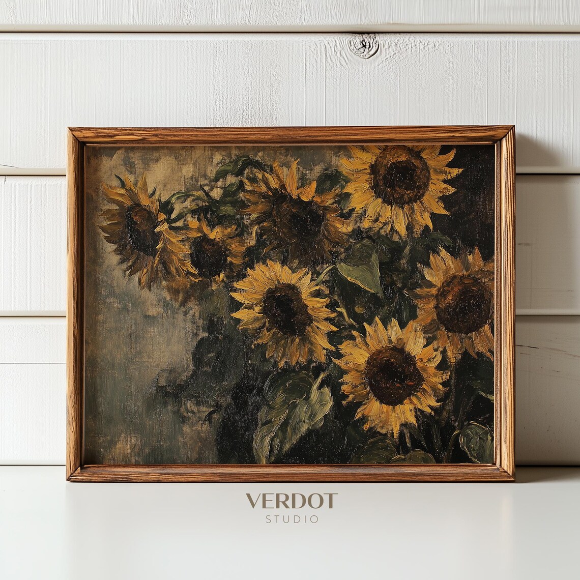 Vintage Sunflower Painting, Fall Still Life Poster