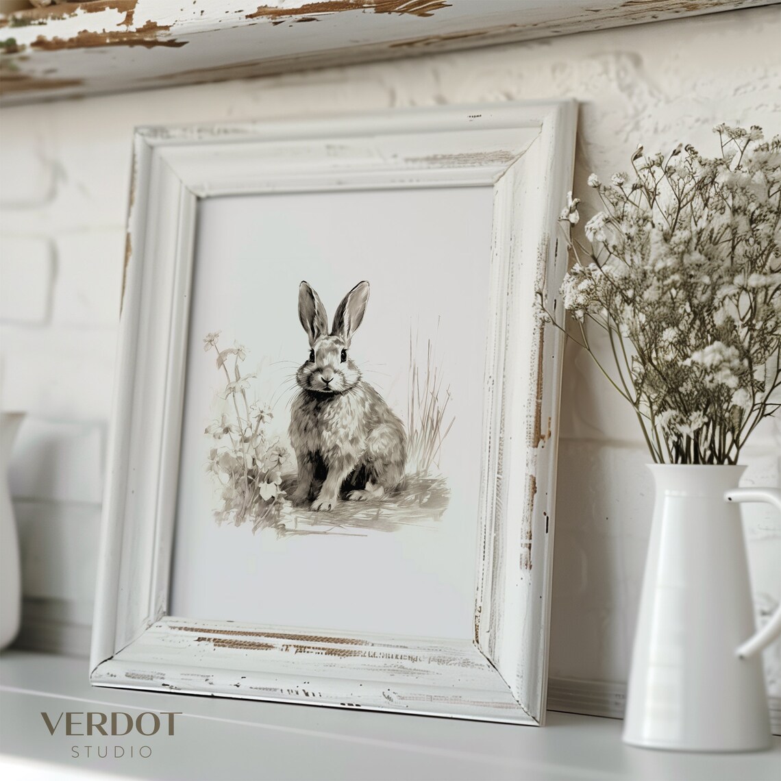 Vintage Easter Bunny - Antique Sketch - Image 2
