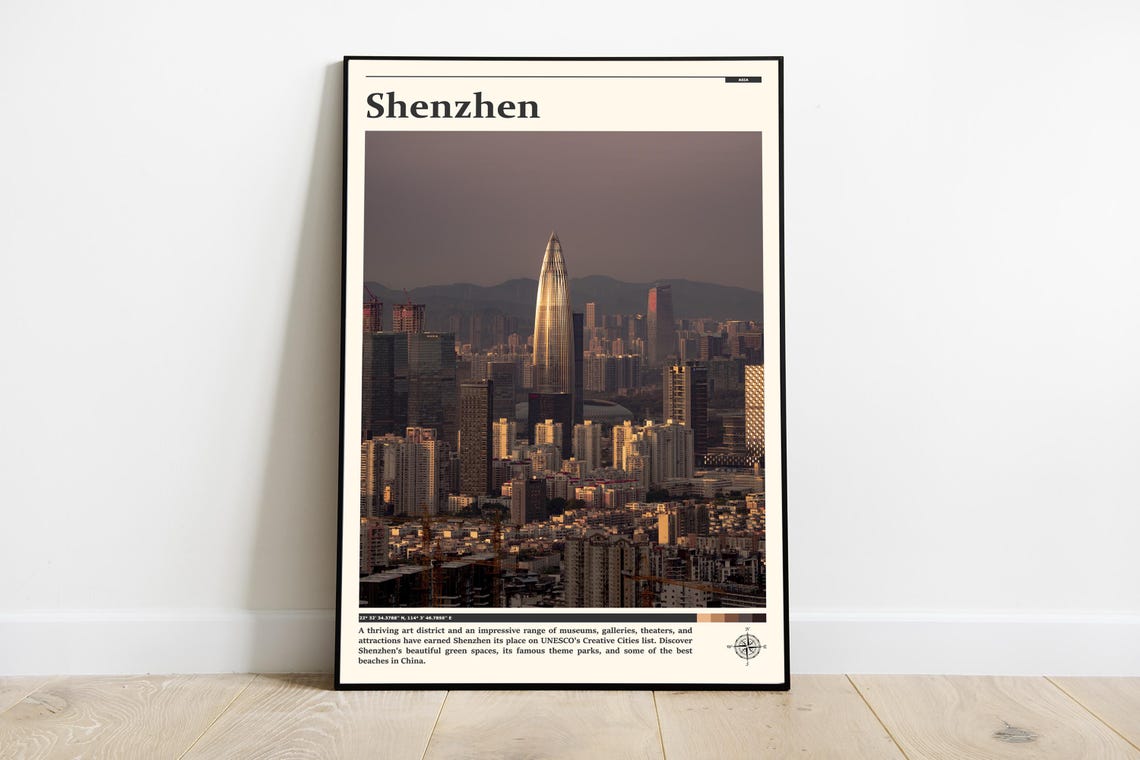 Shenzhen China Spring Bamboo Skyscraper Sunset Skyline Poster