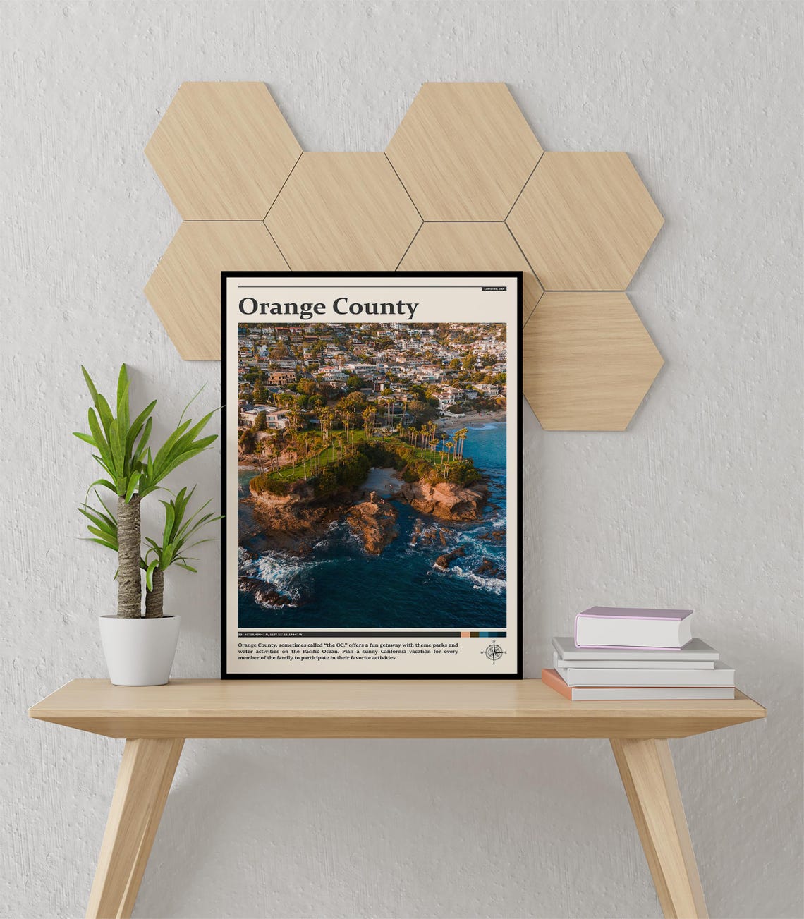 Orange County Coastal Cliffs Aerial California Travel Poster - Image 2