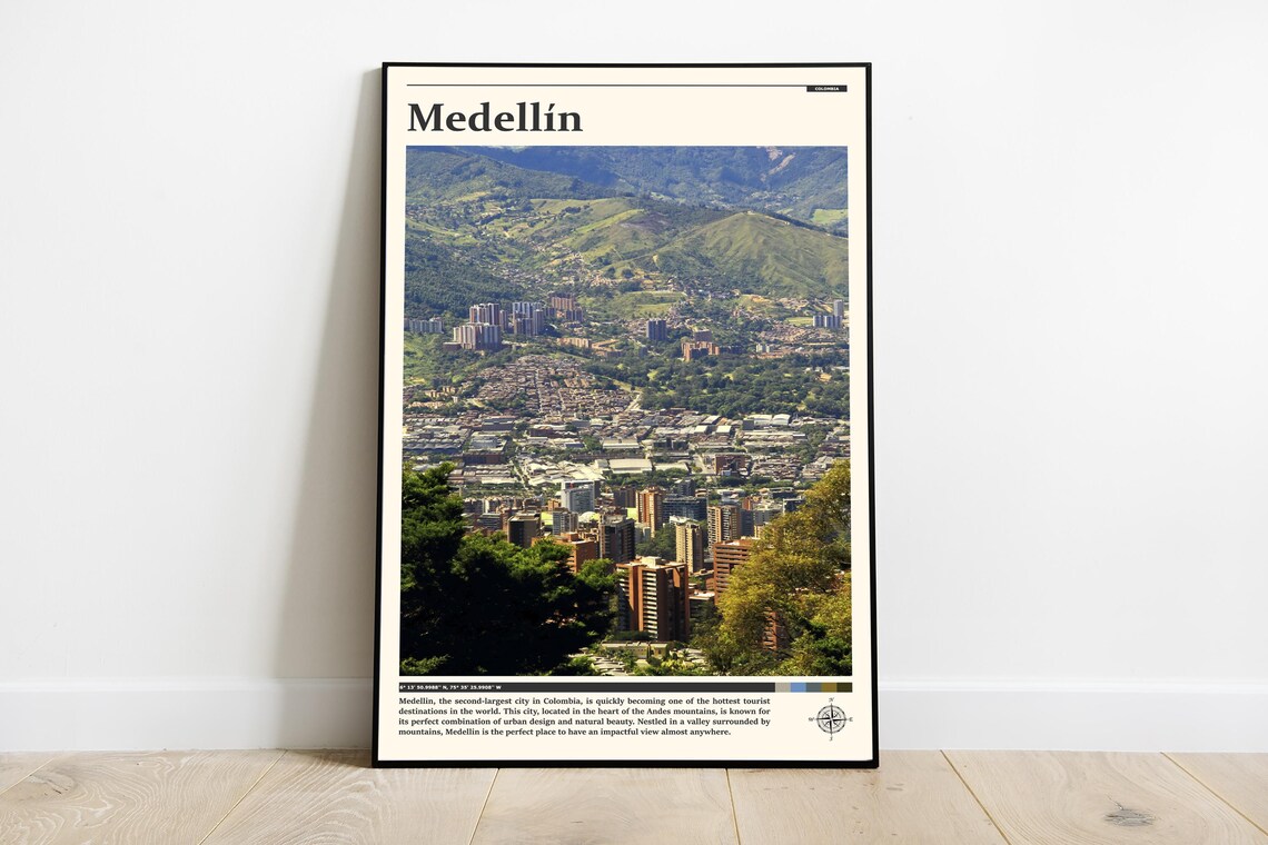 Medellin Colombia City In Green Valley Andes Mountains Poster