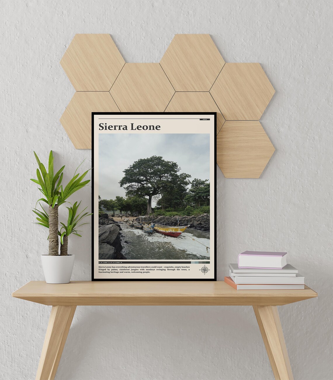 Sierra Leone Africa Fishing Boats Palm Coast Village Travel Poster - Image 2