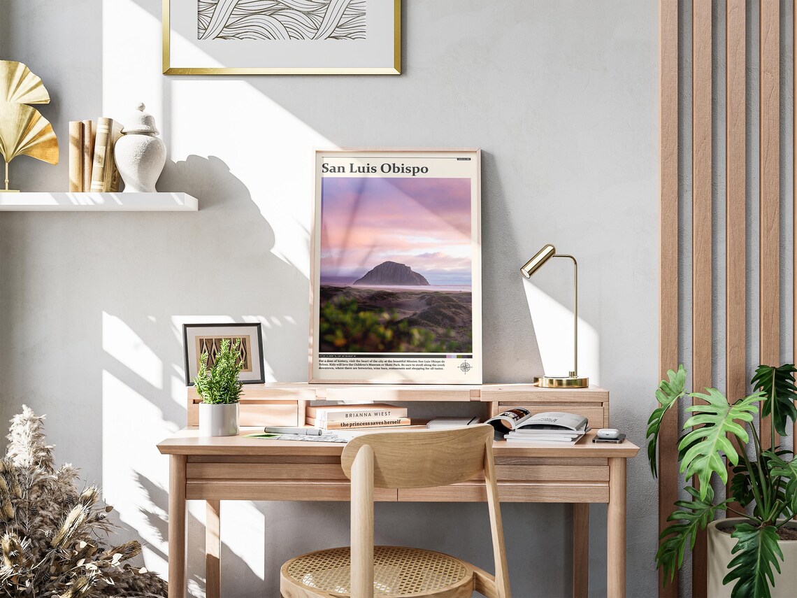 San Luis Obispo Morro Rock Pink Sunset Coast Photography Poster - Image 4