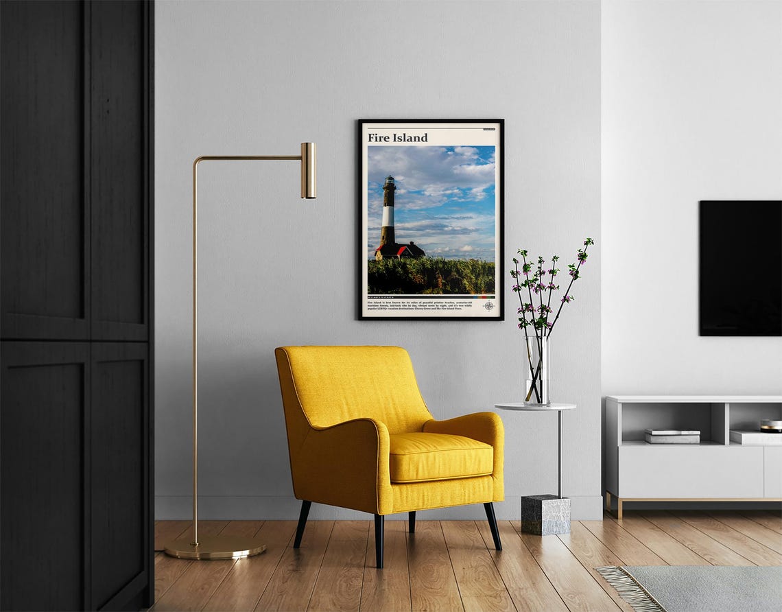 Fire Island New York Lighthouse Dunes Summer Sky Travel Poster - Image 2