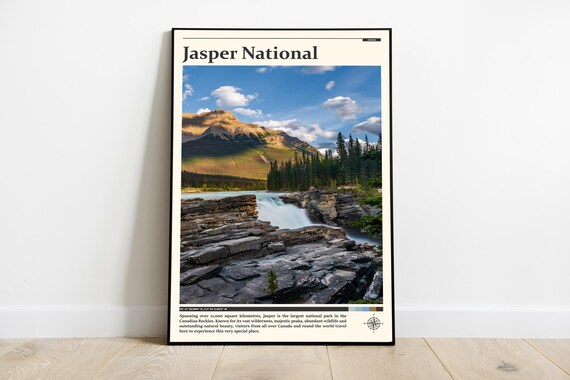 Jasper National Park Canadian Rockies Waterfall Photography Poster