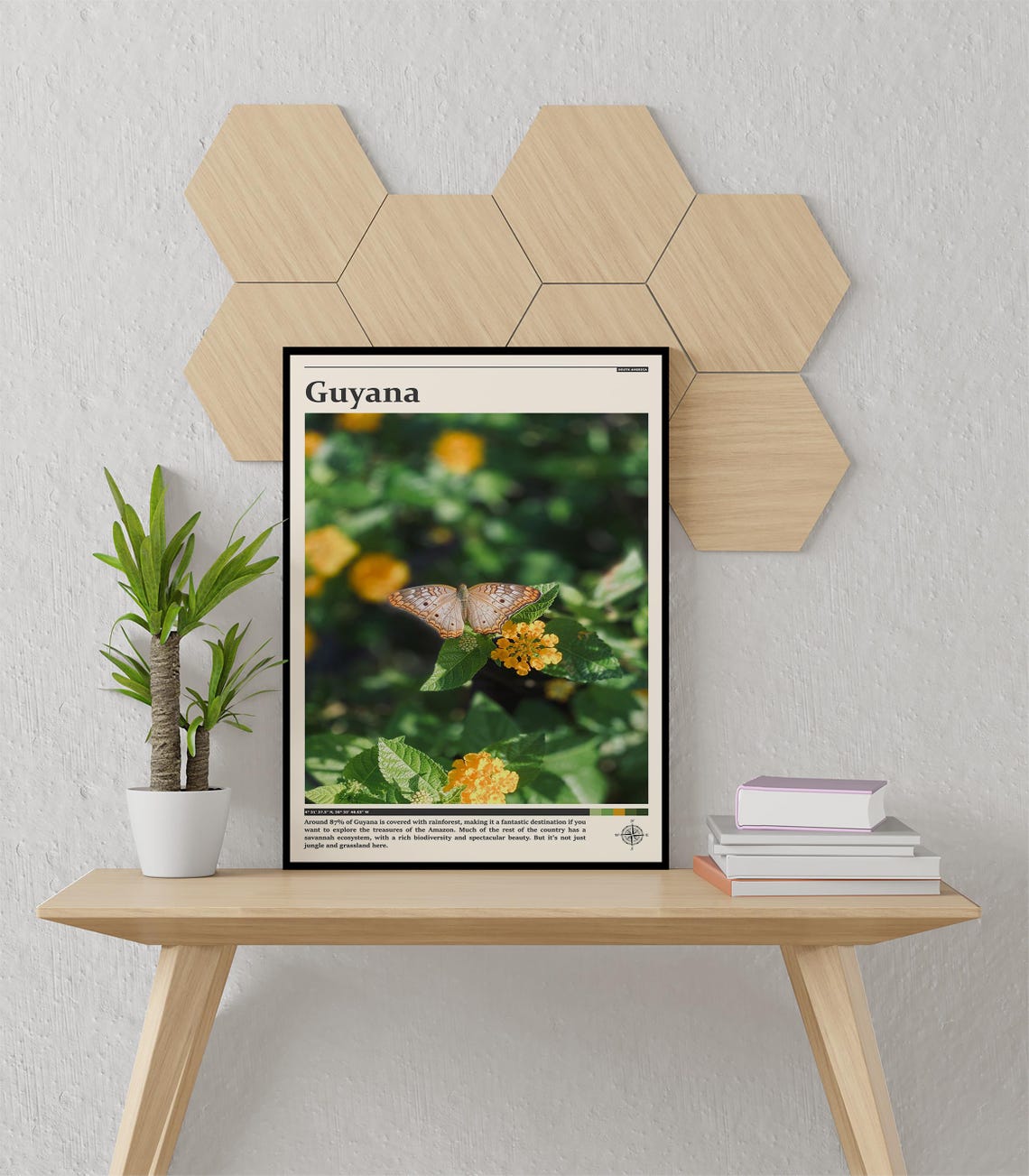 Guyana Butterfly On Orange Flowers Rainforest Nature Travel Poster - Image 3