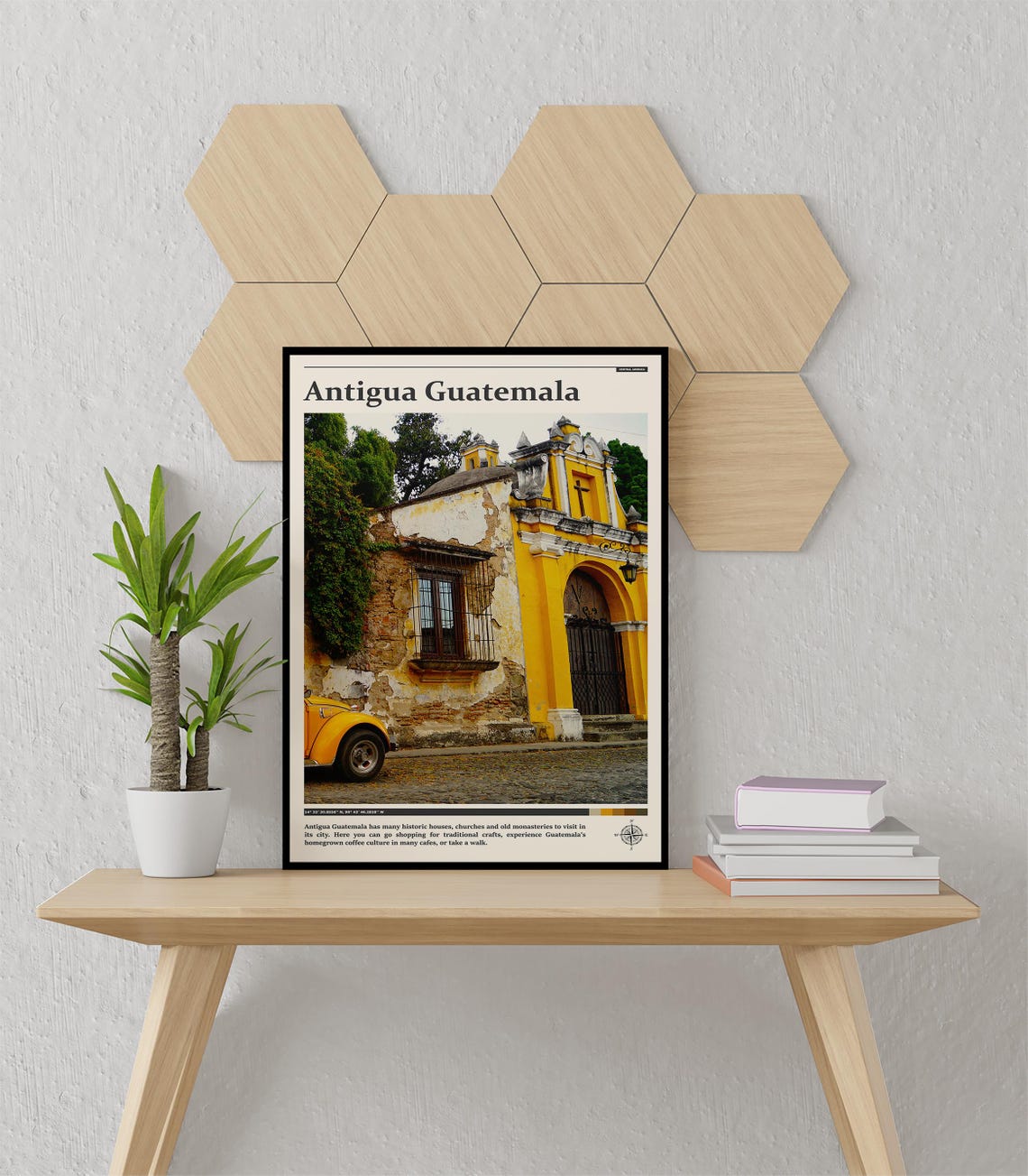 Antigua Guatemala Colonial Street Yellow Facade Photography Poster - Image 3