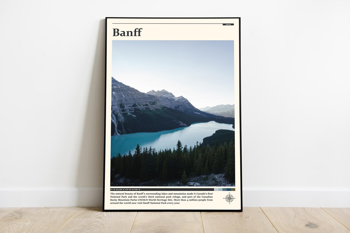 Banff National Park Turquoise Lake Mountains Photography Poster