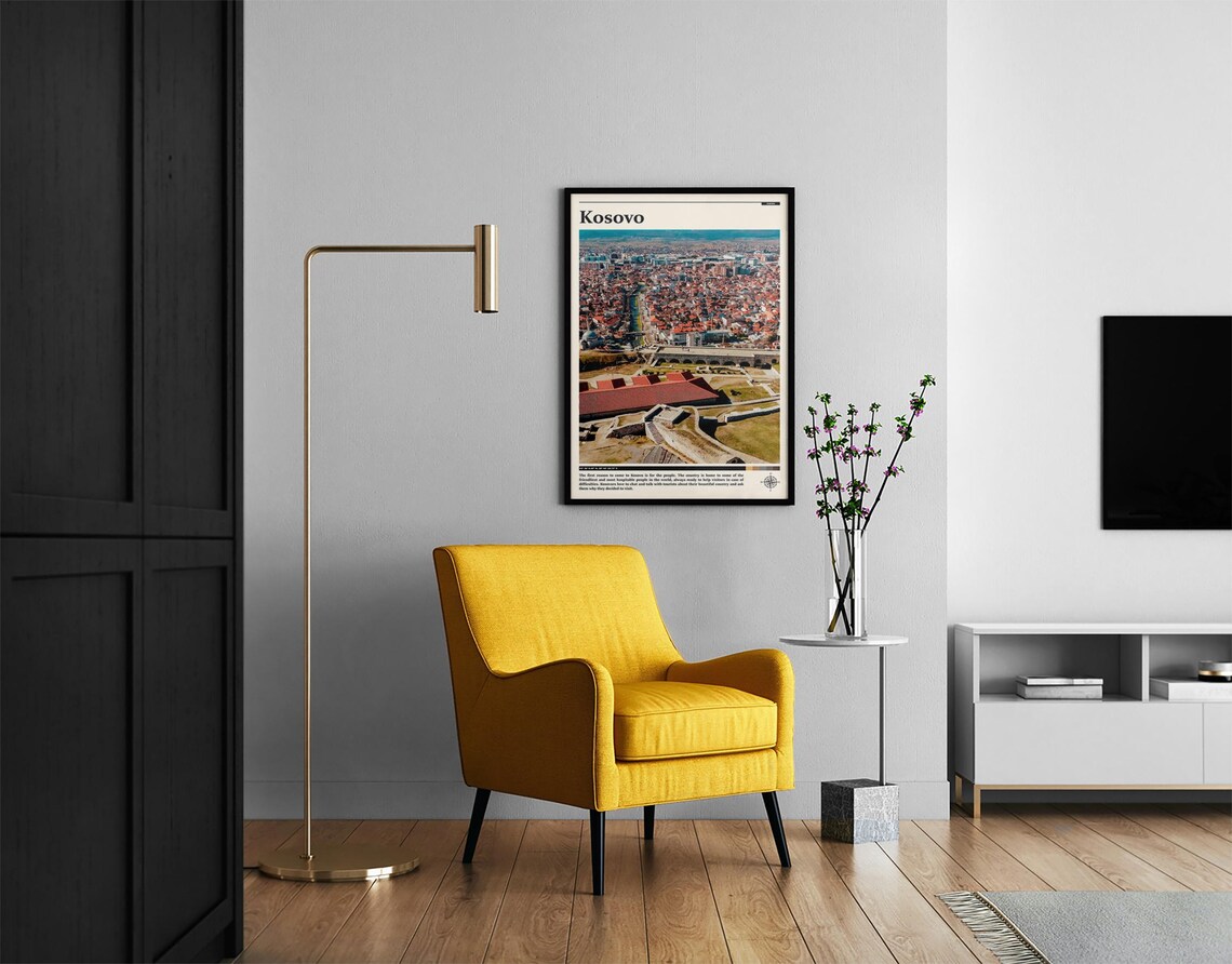 Kosovo Fortress Overlooking City Aerial Panorama Photography Poster - Image 2