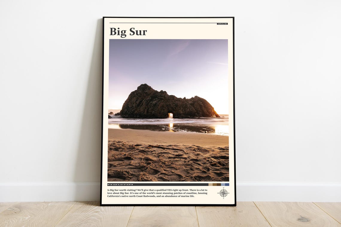 Travel Photography Big Sur Print Big Sur Wall Art Big Sur Poster Big Sur Photo Big Sur Poster Print California Wall Art
