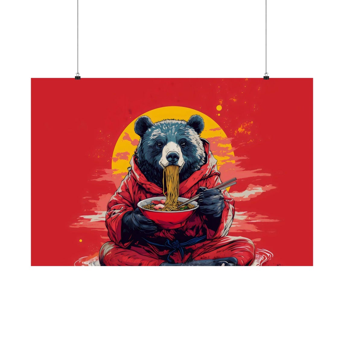 Maximalist Eclectic Ramen Bear Poster Print Bold Altered Animal Portrait Fantasy Fun Colorful Renaissance Rustic Art - Image 2