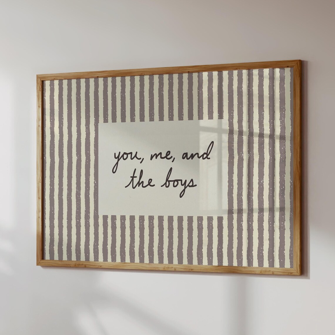 You Me And The Boys, Neutral Retro Striped Art Print