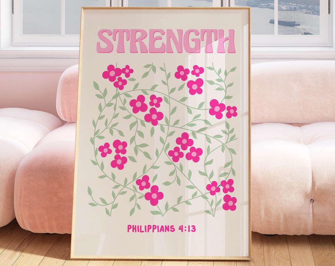 Christian Pink Poster, Preppy Room Decor