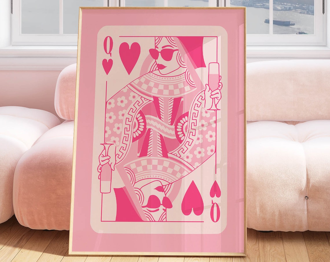 Queen Of Hearts Champagne Bar Cart Art Print