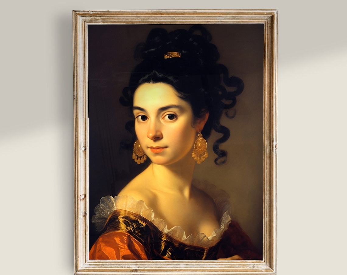 Woman Portrait Dark Academia Wall Art Print
