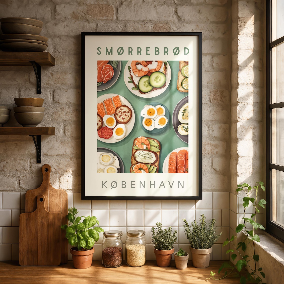 Smorrebrod Nordic Kitchen Art, Copenhagen Poster Print
